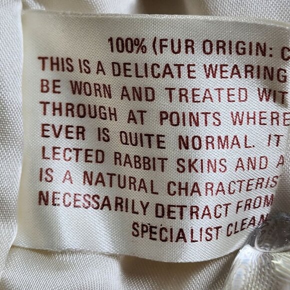 Vintage Elan Rabbit Fur Jacket Beige & Camel Striped Pattern Warm Soft Small S - Picture 11 of 15